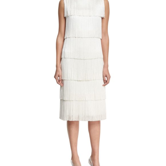 Tiered Fringe Flapper White Dress - Picture 6 of 6